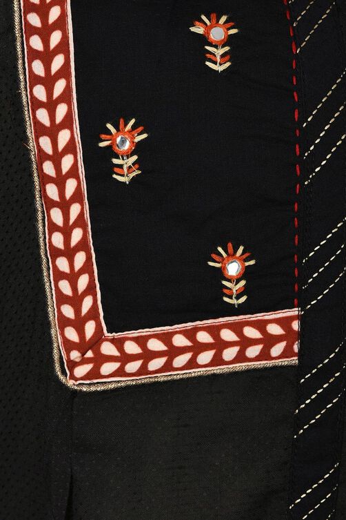 Rangriti Black Straight Cotton Indie Top image number 1