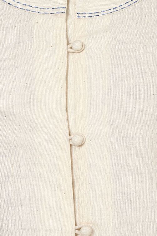 Off White Straight Cotton Kurta image number 1