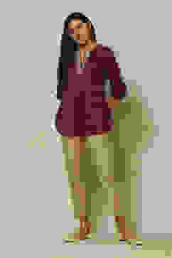 Red Viscose Blend Printed Straight Top image number 0