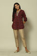 Red Viscose Blend Printed Straight Top image number 0
