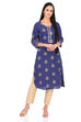 Blue Straight Cambric Cotton Kurta image number 4