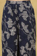 Navy Blue Viscose Blend Straight Kurta Pants Set image number 2