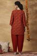 Orange Printed Poly Viscose Straight Kurta Set image number 5