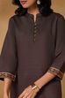 Mustard Viscose Blend Straight Printed Kurta image number 1