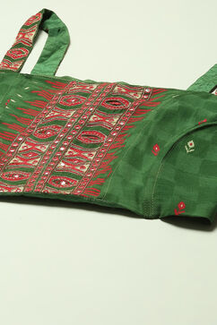 Green Polyester Straight Printed Kurta Skirt Suit Set image number 1