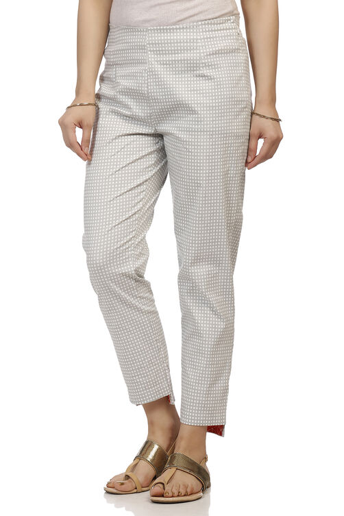 Grey Art Silk Slim Pants image number 1