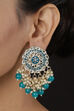 Dark Blue Metal Brass Earrings image number 0