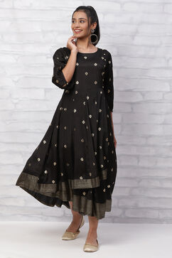 Black Viscose Kalidar Dress image number 3