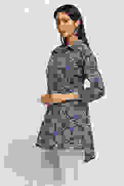 Indigo Cotton Straight Kurti image number 2