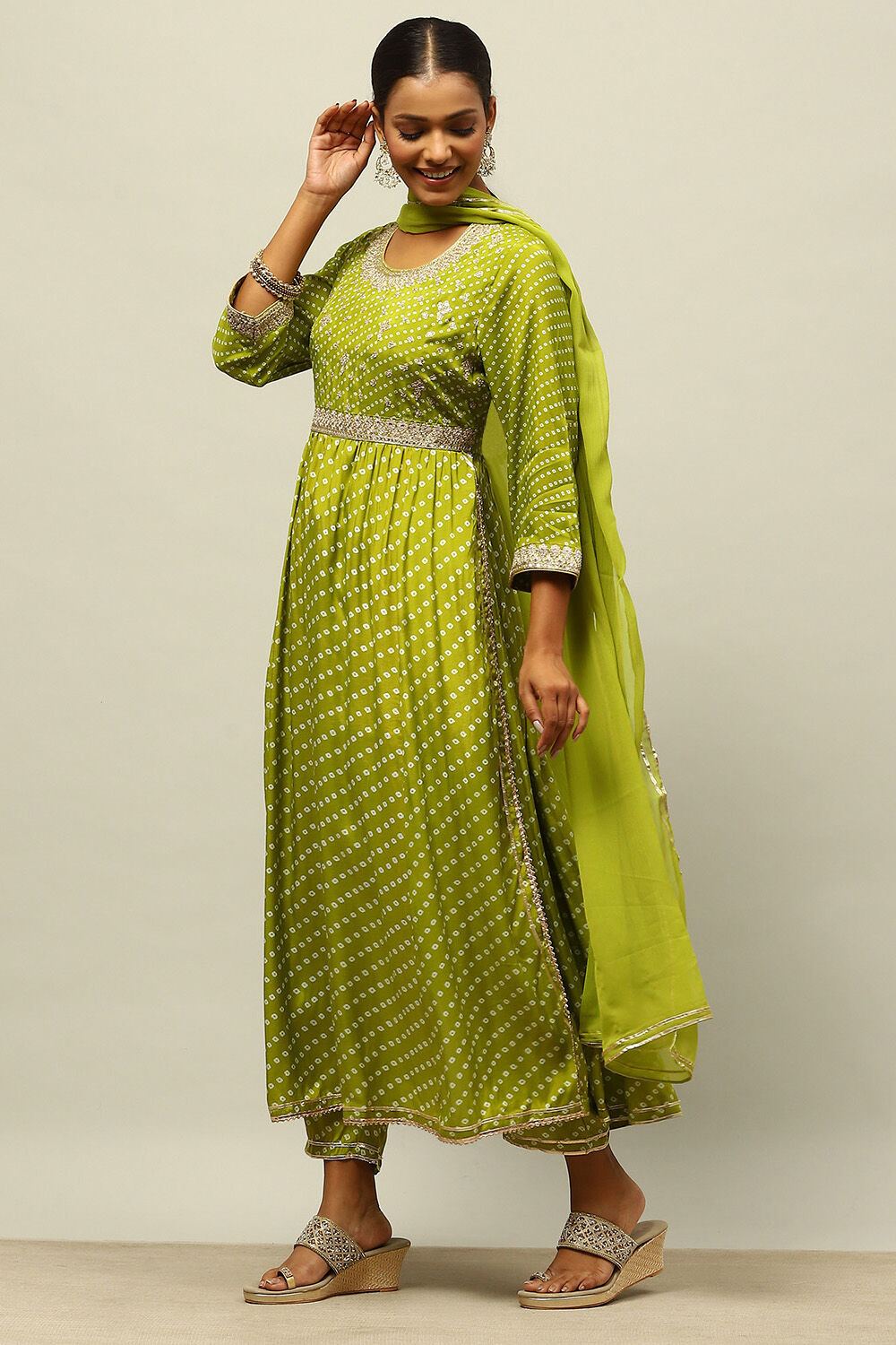 Blue Viscose Shantoon Kalidar Suit Set image number 3