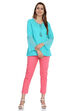Blue Flared Viscose Indie Top image number 4