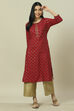 Maroon Viscose Straight Kurta image number 5