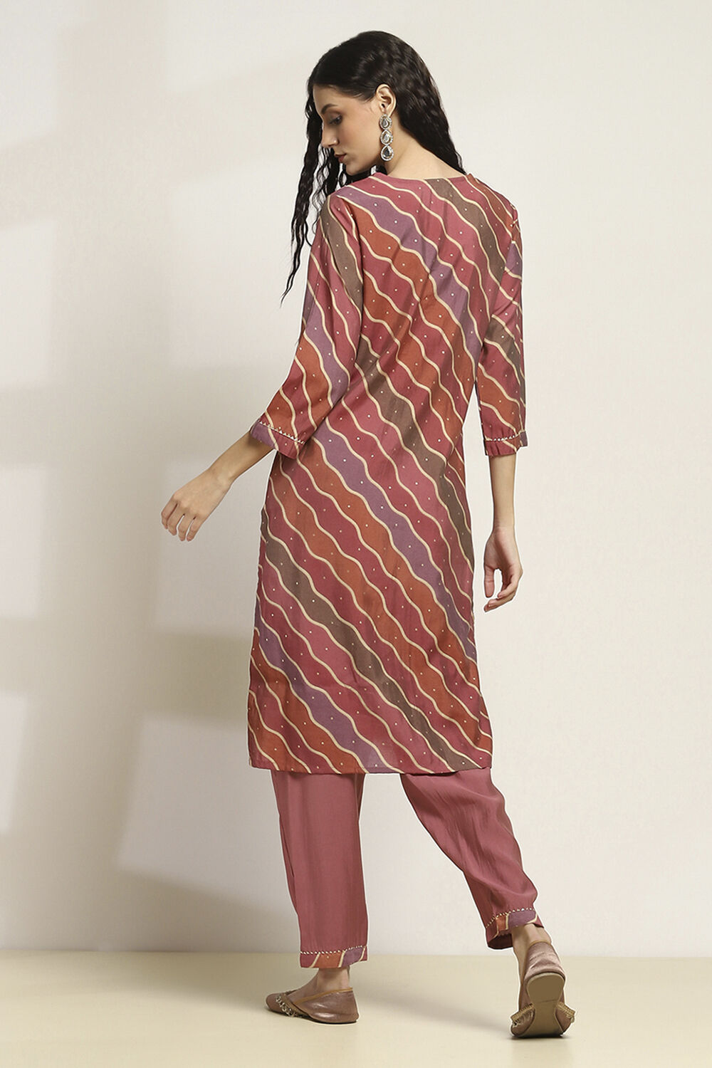 Olive Green Printed Straight Kurta Set image number 4