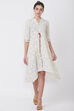 Ecru Cotton And Flex Flared Dress image number 0