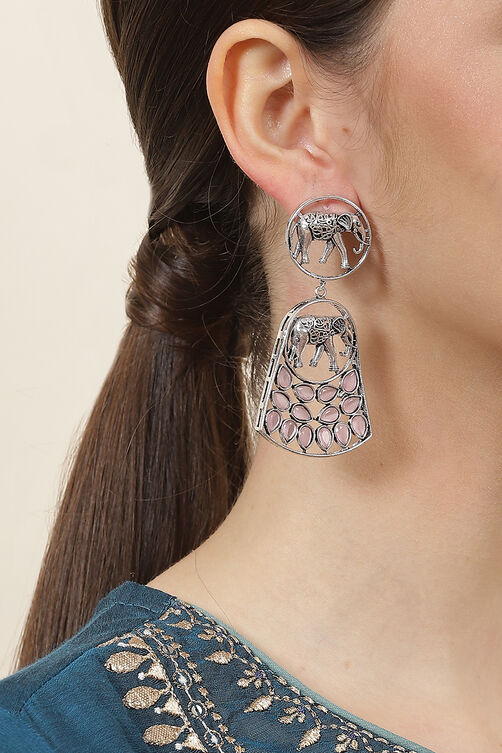 Oxidised Silver Alloy Earrings image number 1