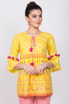 Yellow Cotton Flared Indie Top image number 0