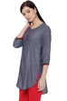 Grey Straight Cotton Short Kurti image number 2
