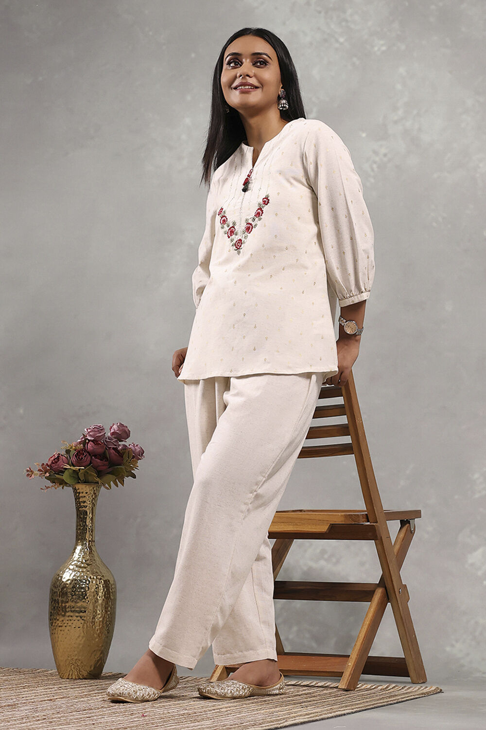 Natural Rayon Blend Solid Straight Pants image number 0