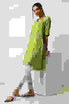 Green Floral Printed Straight Kurta image number 0