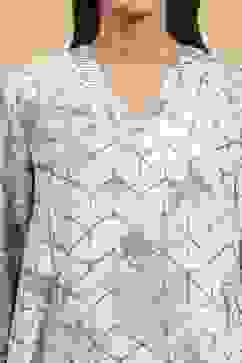 Blue Viscose Blend Printed A-Line Kurta Pants Set image number 1