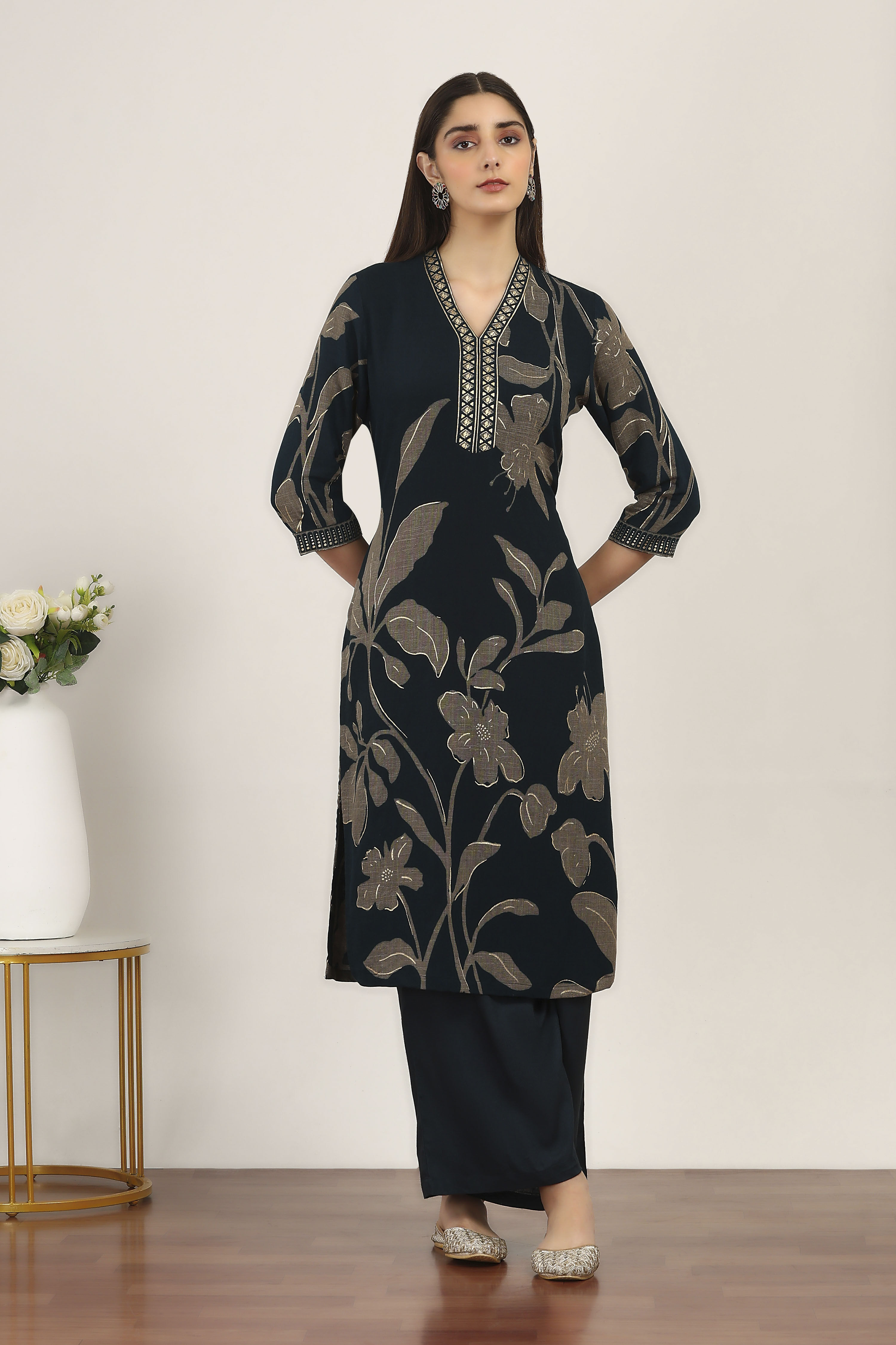 Pink Viscose Polyester Viscose Rayon Kurta Pants Set image number 0