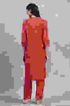 Red Viscose Straight Set image number 4