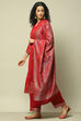 Red Poly Viscose Straight Yarndyed Kurta Palazzo Suit Set image number 4