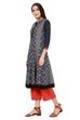 Black Kalidar Cotton Kurta image number 5