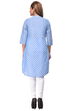Blue Straight Cotton Kurta image number 3