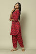 Wine LIVA Straight Printed Kurta Palazzo Suit Set image number 3