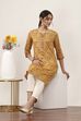 Yellow Viscose Polyester Straight Kurtas image number 0