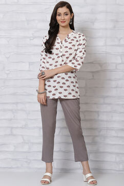 Grey Poly Cotton Slim Pants image number 0