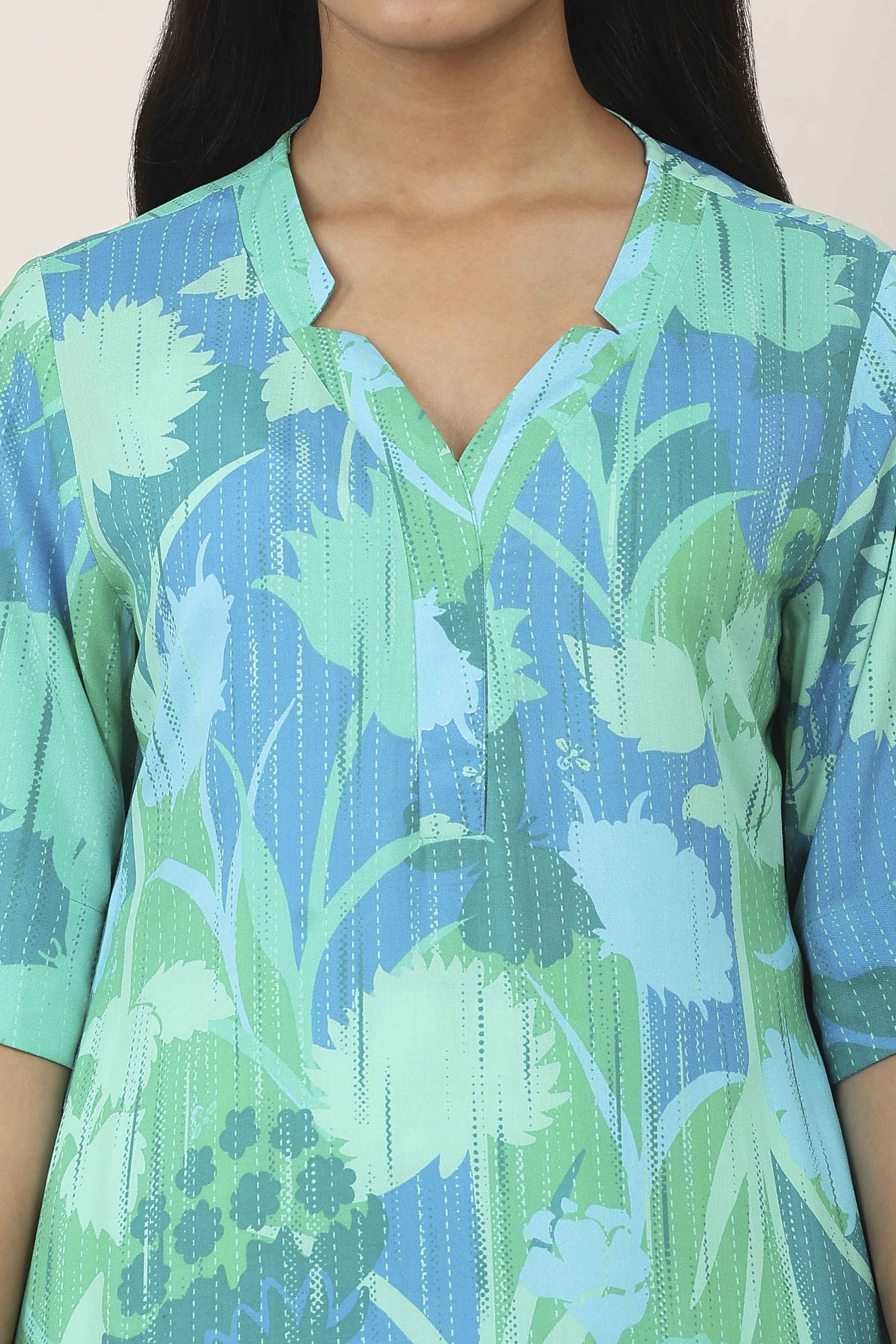 Green Rayon Straight Kurtas image number 1