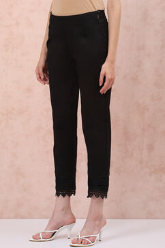 Black Art Silk Slim Pants image number 2