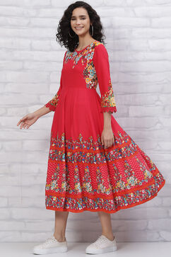 Red LIVA Kalidar Dress image number 2