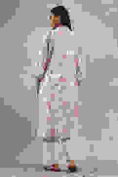 White Printed Straight Kurta image number 3