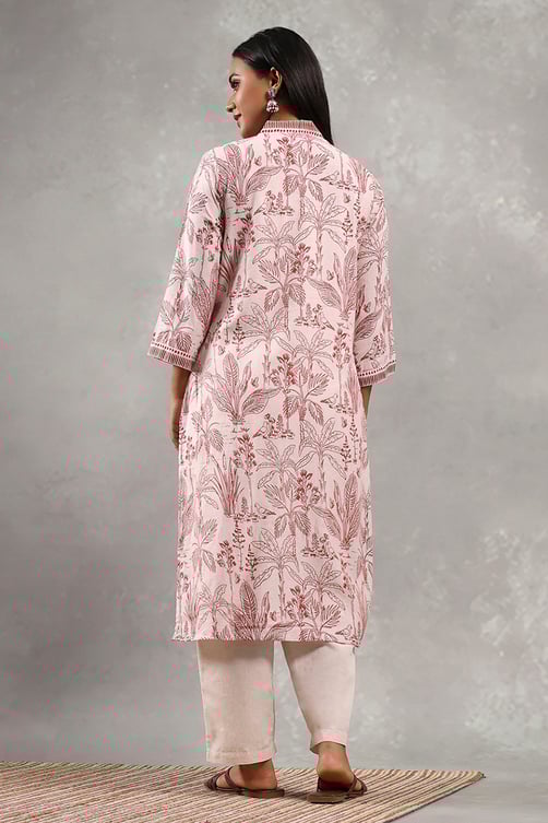 White Printed Straight Kurta image number 3