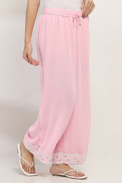 Pink Polyester Palazzos image number 3