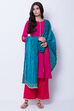 Turquoise Cotton Dupatta image number 1