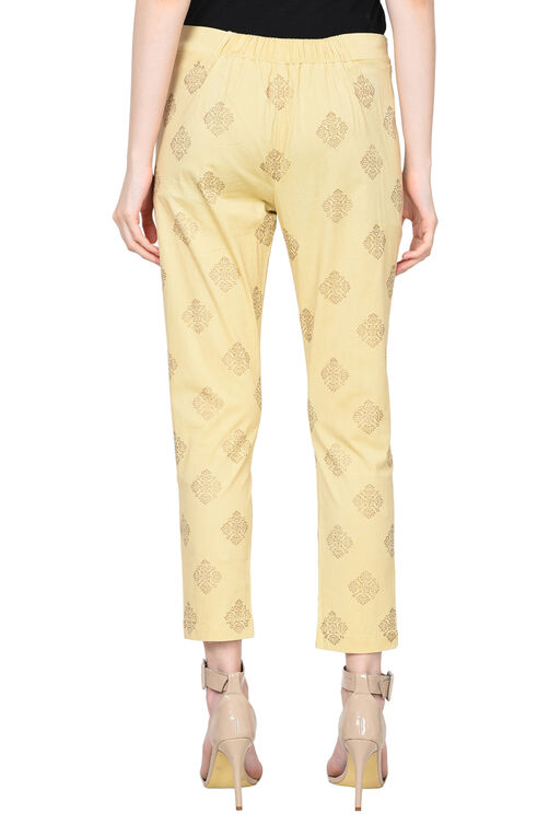 Beige Polyester Slim Pants image number 3
