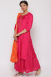 Pink Viscose Straight Suit Set image number 4