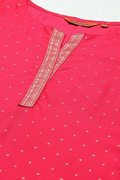 Pink LIVA Straight Printed Kurta image number 1