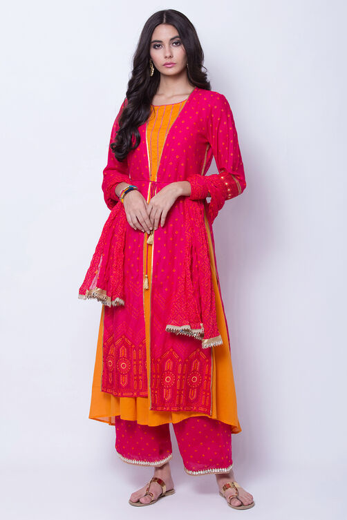 Pink Cotton Straight Kurta image number 2
