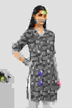 Blue Rayon Straight Kurtas image number 4