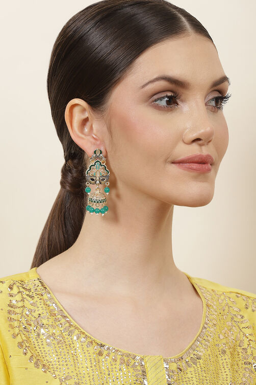 Green Alloy Earrings image number 3