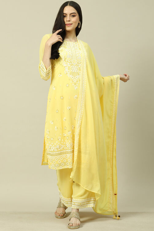 Yellow Cotton Blend Palazzo image number 0