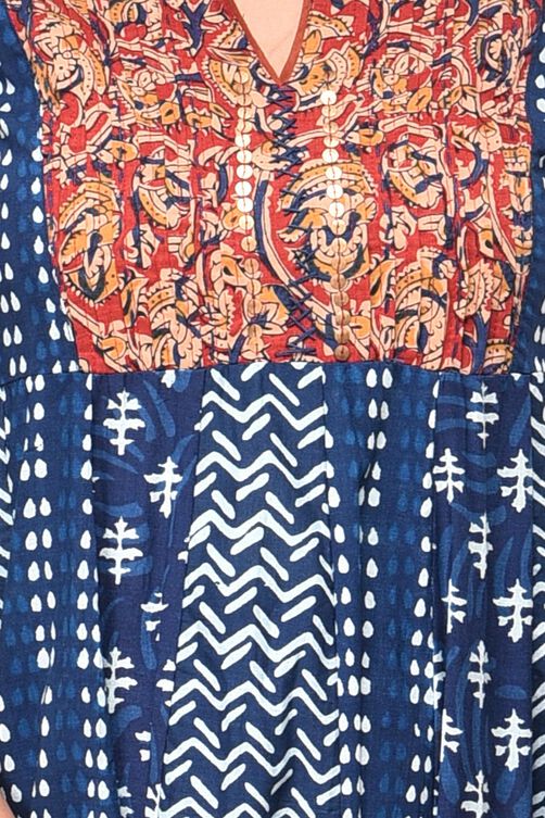 Indigo Kalidar Cotton Kurta image number 3