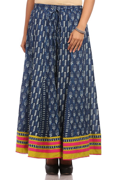 Indigo Flared Cotton Skirt image number 1