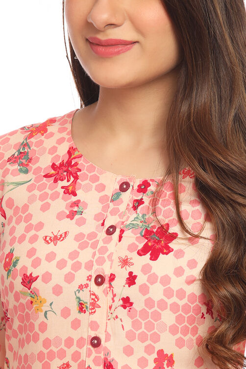 Peach Straight Viscose Kurta image number 1