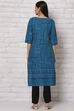 Indigo Cotton Straight Kurta image number 4